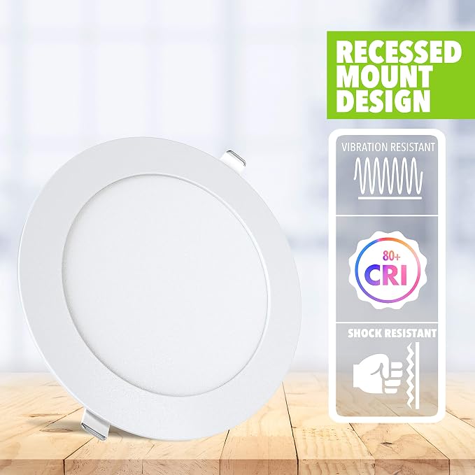 LeisureLED 5 Pack RV Boat Recessed Ceiling Light 720 Lumen Super Slim LED Panel Light DC 12V 5.75" 9W Full Aluminum Downlights (Cool White)