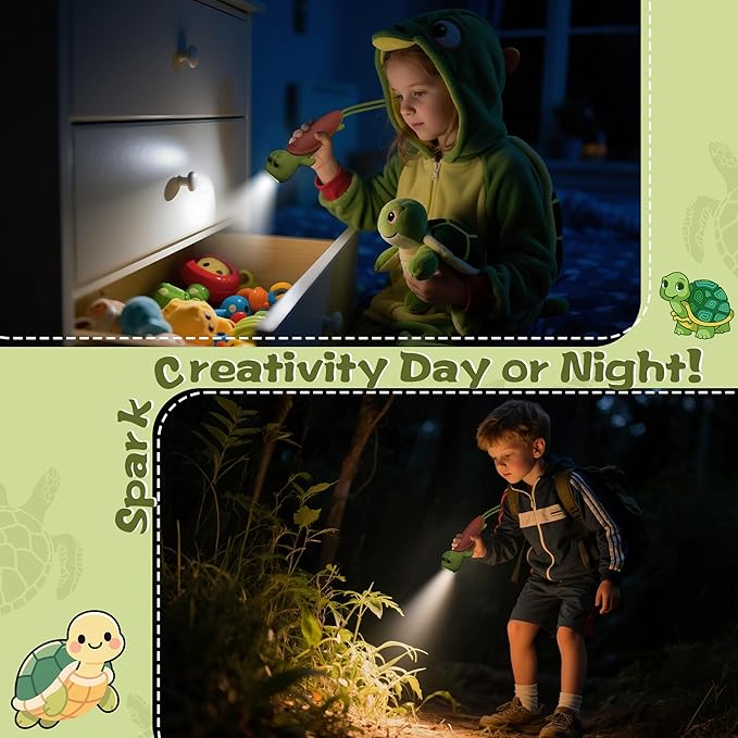 Silicone Turtle Rechargeable Flashlight, Dimmable Hanging Night Light for Camping, Night Walks and Home Use, Animal Themed Themed Portable Torch