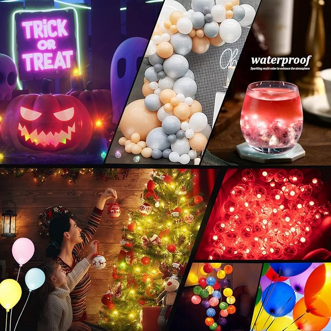 100 PCS Red Balloon Light with Loop for Hanging, Mini Ball Lamp Round Tiny Led Light for Paper Lanterns Balloons Vases Cups Birthday Party Event Wedding Christmas Decoration