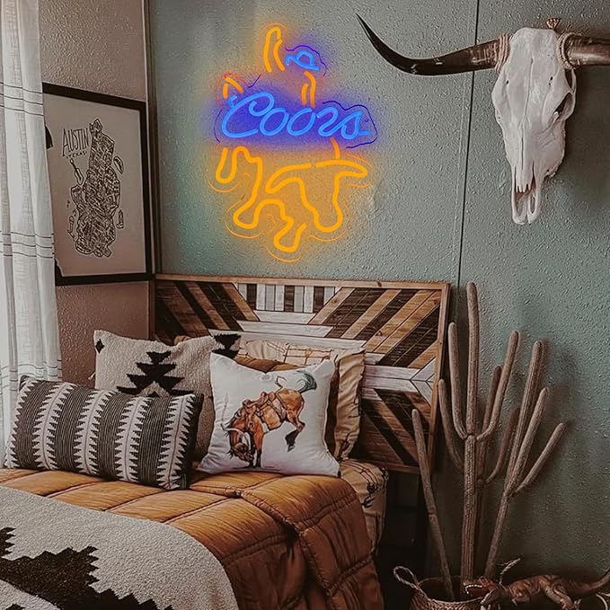 Cors Neon Signs Coor for Wall Decor Neon Wyoming Led Cowboys Signs Suitable for Bedroom Man Cave Bar Pub Restaurant Gift Led Art Wall Decor