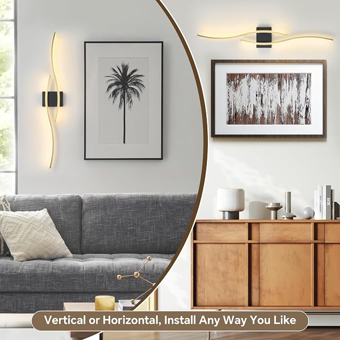 Battery Operated Wall Sconces Set of 2, Dimmable Modern LED Rechargeable Wall Light with Remote Control, Wall Decor for Living Room, Hallway, Quick Install, No Electrician Required 23.6 Inch