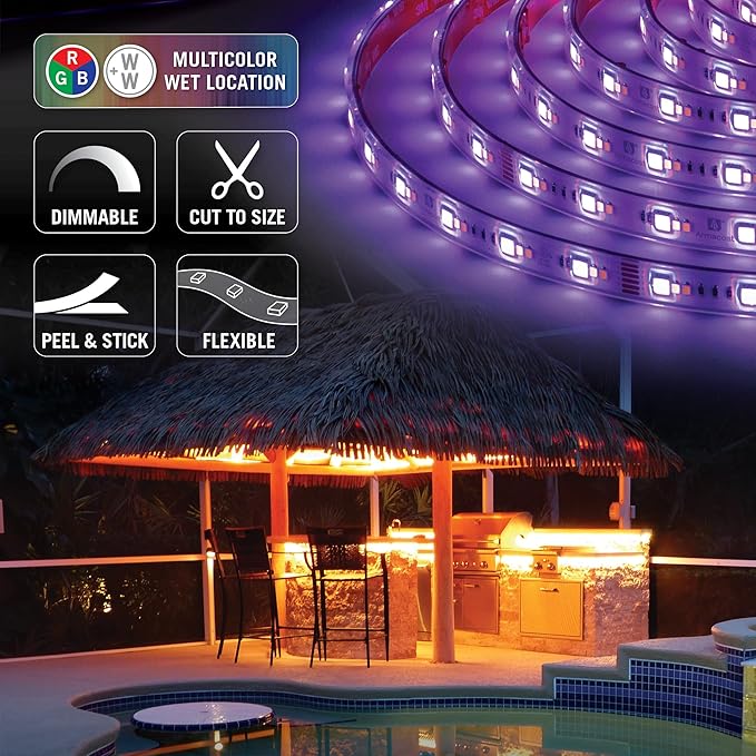 Armacost Lighting RibbonFlex Pro 24V RGB+WW LED Outdoor Strip Light Tape 5M 645330