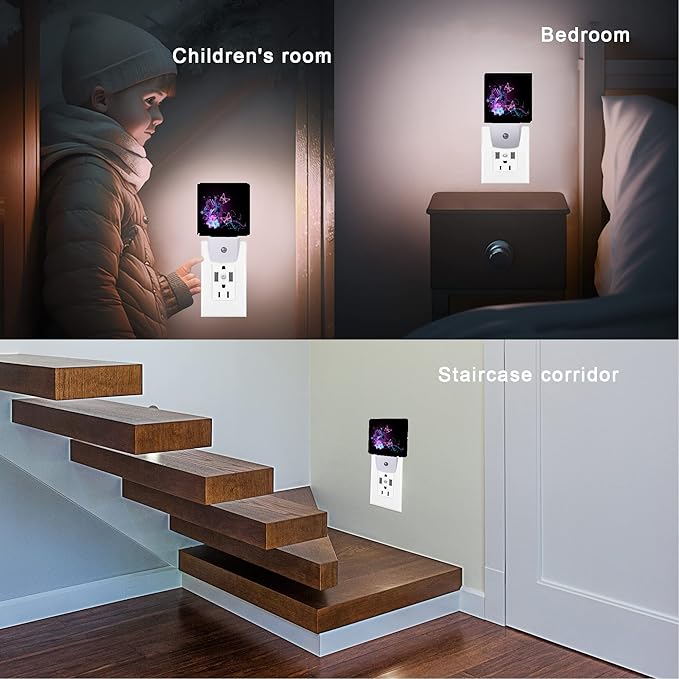 Butterfly Night Light,Fantasy Butterflies Fairy Plug in Night Lights 0.5W Sleep Friendly for Boys Girls Led Night Light Dusk to Dawn Sensor Nightlight for Stairway/Hallway/Bedroom