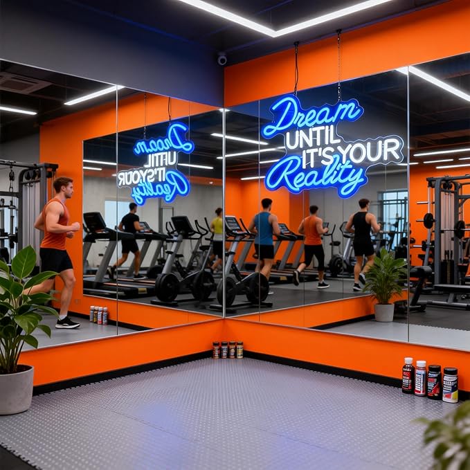 Dream Until Its Your Reality Neon Sign,16.9x12.6in 5V USB Decorfor Wall Decor, USB Powered Switch Neon Lights lighting adjustable for Office Room, Gym Room, Man Cave, Gamer Room,Classroom Decor