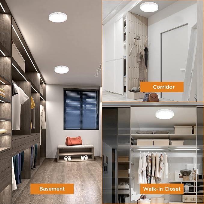 TALOYA 6.7" Motion Sensor Ceiling Light,4-Pack 18W 5000K LED Flush Mount | PIR Motion Sensor with Day/Night Modes,Hardwired Ceiling Light for Closets,Hallways,Stairways, Garages,Basements,Porches