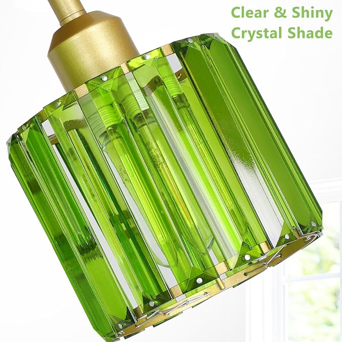 PAUFUL Green Crystal Close to Ceiling Light Fixtures,3-Light Modern Semi Flush Mount Ceiling Light,Kitchen Light Fixture with Crystal Shades,Hallway Lighting Fixture for Entryway Bedroom Bathroom