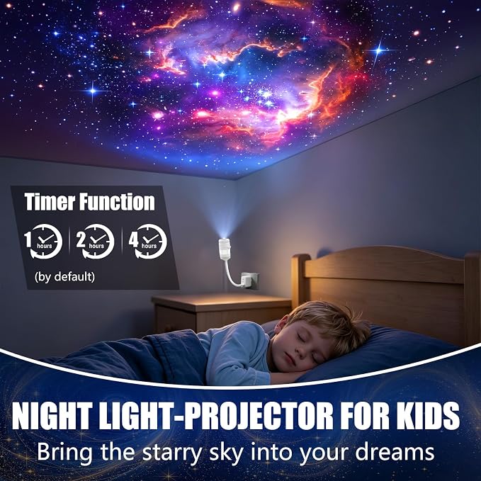 2-in-1 Galaxy Projector Night Light with 13 Sliding Projection Films | Nightlight Ocean Ambient Lighting for Bedroom Living Room Home Decor Gift for Birthday Teens Girl