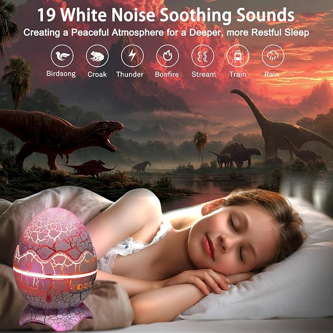 Star Projector Night Light, AIRIVO Dinosaur Egg Ocean Wave Galaxy Projector for Bedroom with Music Speaker, White Noise, Timer and Remote, Ceiling Projection Lamp Room Decor Gift for Kids & Adults