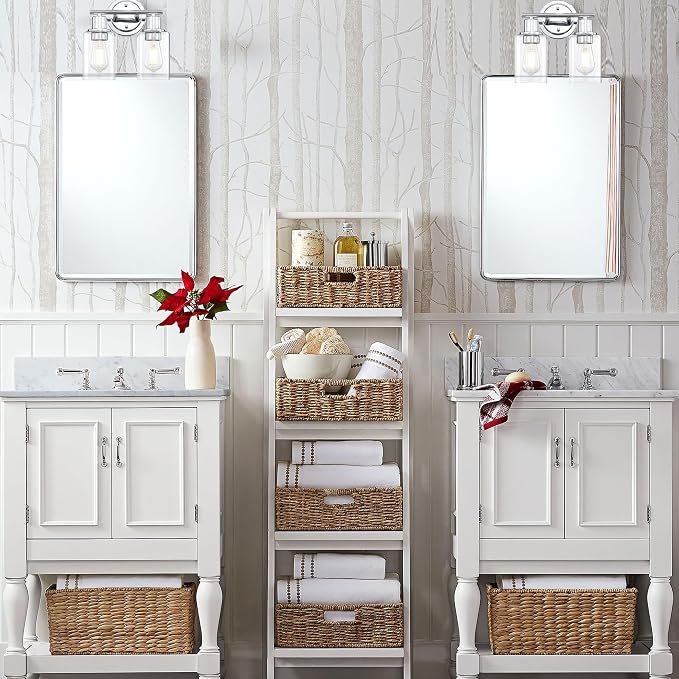 2-Light Chrome Bathroom Vanity Light Fixture Over Mirror,Chrome Vanity Lights for Bathrooms,2 Bulb Bathroom Wall Light Over Sink