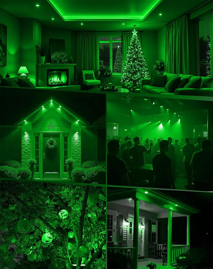 6-Pack MR16 Green LED Bulbs-Natural 5W 50W Halogen GU5.3 Base 12V 38° Beam for Garden, Plant Growth, Yard Accent & Eco Lighting