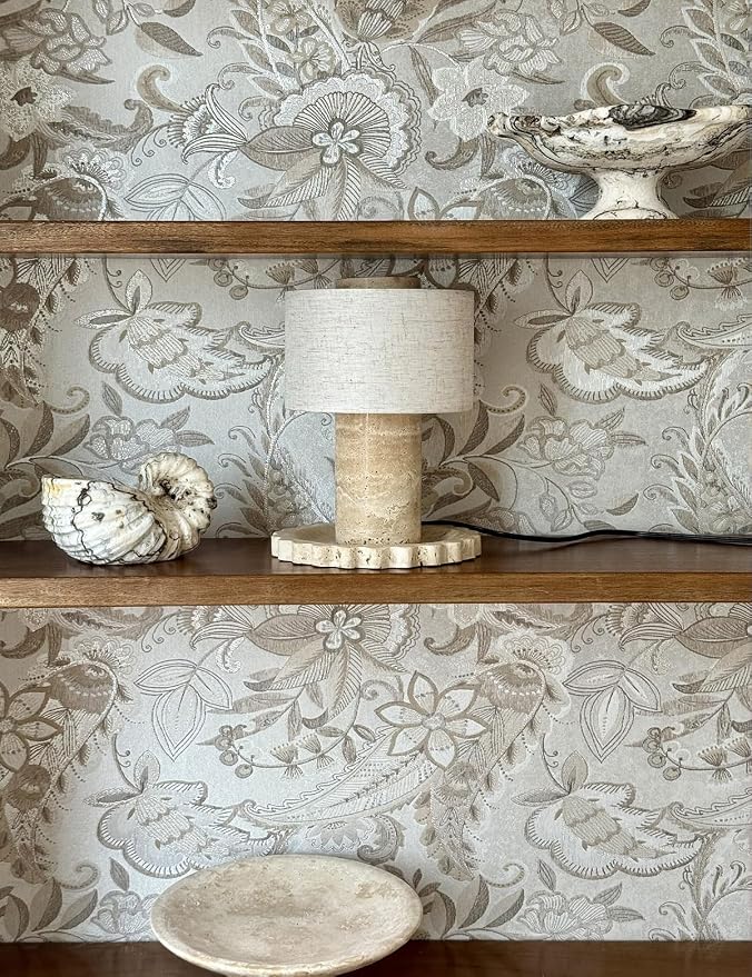 Stone Lamp, Natural Travertine Table Lamp 10 Inch Marble Wabi Sabi Light Fixture Organic Modern Home Decor Warm to Cool White Light for Bedside, Console, Entryway, Counter...(Plug-in Travertine Lamp)