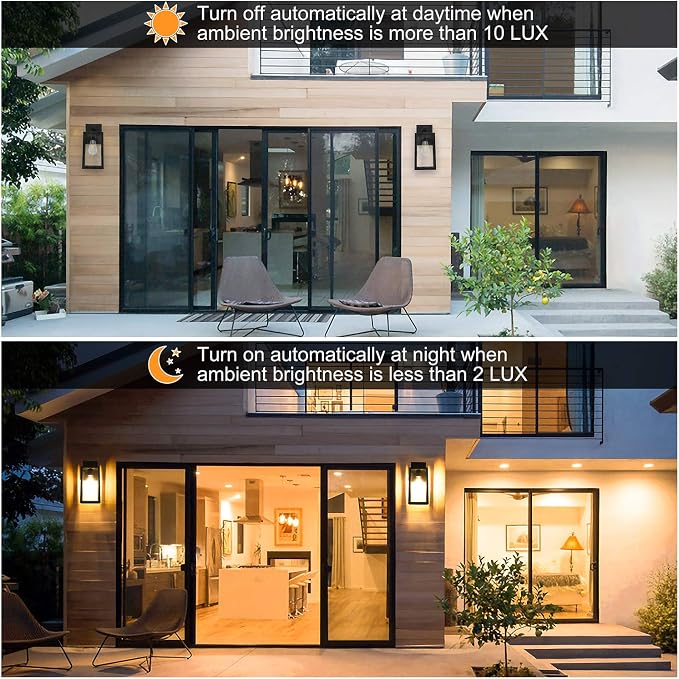 SHINE HAI Dusk to Dawn Outdoor Wall Lantern, Double Extra Large Exterior Sconce Fixture with E26 Base, Waterproof Wall Mount Light, Outdoor Lantern for Porch 1 Pack