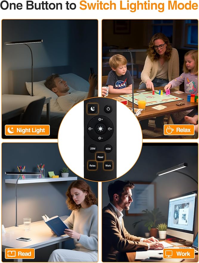 Desk Light,1000 Lumen Bright+5 Color+9 Brightness LED Desk Lamp with Remote | 12W Dimmable Monitor Light Bar with AUTO-Timer, USB Adapter Desk Lamps for Home Office, Study, Computer, Craft, Drawing Table