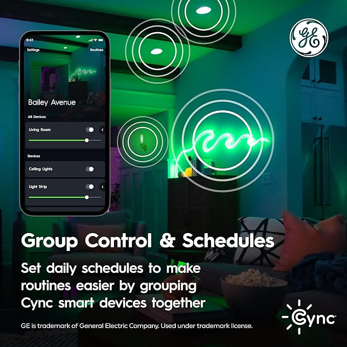 GE Cync Smart LED Light Bulbs, Color Changing Decorative Light Bulbs, Indoor WiFi Lights, Matter Compatible, Compatible with Alexa and Google Home, Candelabra Base (3 Pack)