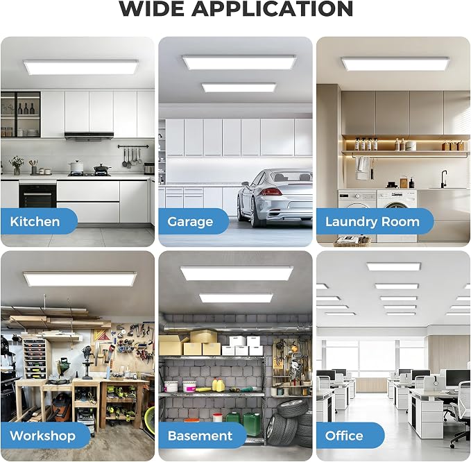 1x4 LED Flat Panel Light Surface Mount 48 Pack,5CCT Selectable,White | 6500LM,5 Wattage Selectable, 0-10V Dimmable LED Ceiling Light Fixture with Corner Protection for Office & Commercial