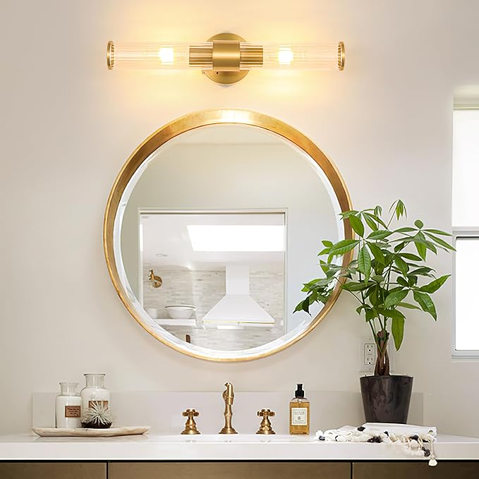 Morauroral Brushed Gold Battery Operated Wall Sconce, Dimmable Rechargeable Wall Light with Remote, Touch Control, Modern LED Wireless Sconce for Living Room, Bedroom, 20 Inch