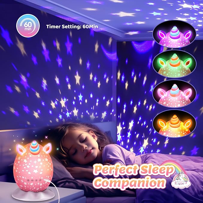 Unicorn Night Light Kids Toys, Birthday Gifts for 3 4 5 6 7 8 9 10 Years Old Girls, 3 in 1 Unicorns & Starry Sky & Sea World Night Projector for Kid Ages 3-12, Night Lamp for Bedroom Decor