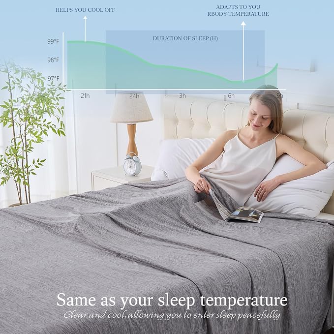 Cooling Blanket Queen Size, 90"x90" Cooling Blankets for Hot Sleepers, Cold Blanket Thin Lightweight Breathable Soft for Couch Bed, Lightweight Blanket Keep Cool for Night Sweats