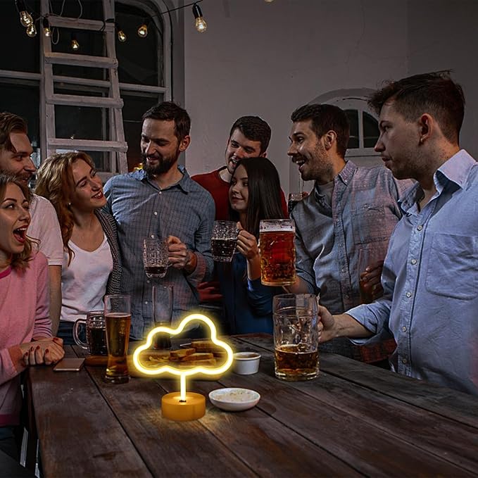ENUOLI Cute Cloud Neon Light LED Cloud Shaped Decor Night Lights Marquee Neon Sign Table Decor for Christmas Party Birthday Kids Room Living Room Wedding