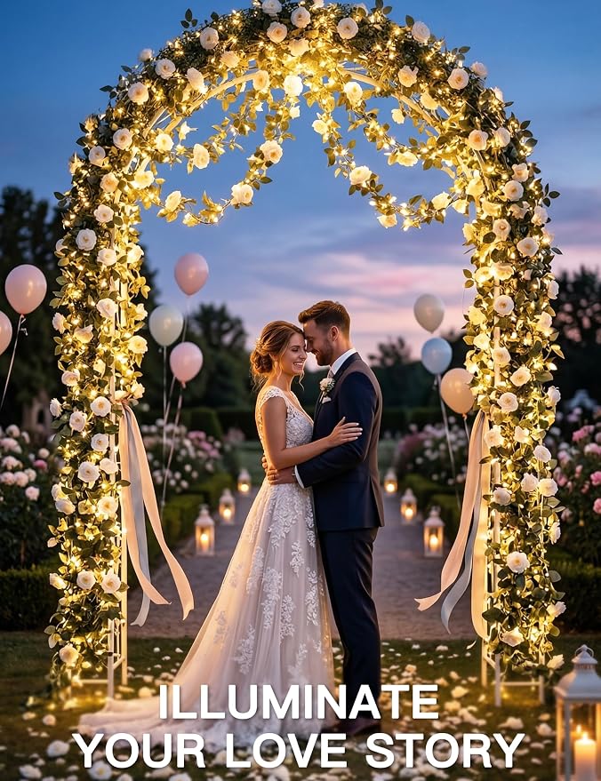 60LED Garland with White Camellia Lights Battery Operated Clear Wire | Vines Fairy Lights with Remote,Artificial Fake Flowers String Lights for Wedding,Bedroom,Centerpieces Decor(Warm White)