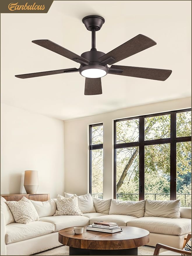 Fanbulous 42 Inch Oil Bronze Ceiling Fan with Light, Remote & APP Control | Stepless CCT & Dimmable Light, 20W LED Ceiling Fans, 6 Speeds, Reversible Quiet DC Motor, for Bedroom Living Room Apartment