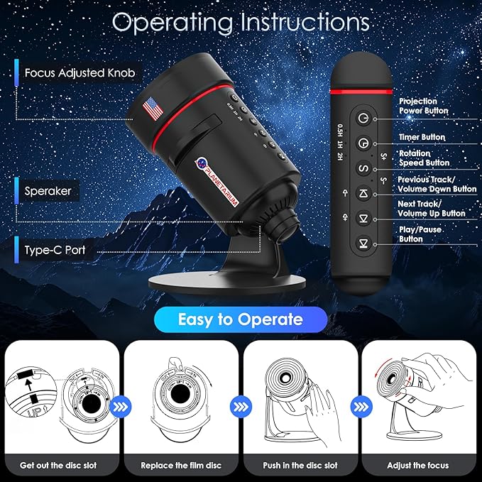 [White Noise] Galaxy Projector, 28 Soothing Sounds Star Projector Sound Machine, Solar System Space Planetarium Projector Night Light, Room Decor for Ceiling Bedroom Kids Adults Sleep Trainer