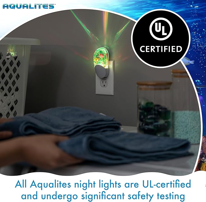 Lights By Night Tropical Aqualites LED Night, Plug-in, Color Changing, Light Sensing, Auto On/Off, for Kids, Under the sea, Fish, Bedroom, Bathroom, Playroom, 10908