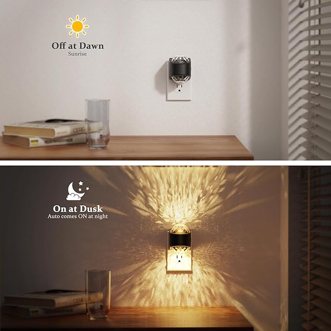 JandCase Night Lights Plug into Wall, 2 Pack Star Projector Night Light, 3CCT Automatic Galaxy Nightlight Plug in with Light Sensor for Bathroom Hallway Room Decor