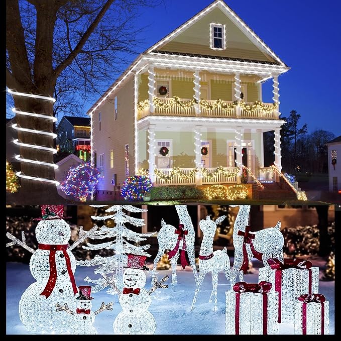 66ft/20m 720 LEDs Rope Lights, Cool White Rope Light Outside, Waterproof Rope Lighting for Indoor Outdoor, Plug in Flexible Connectable Decor Lights for Garden, Patio, Pool, Bedroom (6000K)