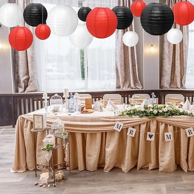 21 Pcs Paper Lanterns Party Decorations, 4/6/8/10 Inch Round Chinese Hanging Paper Lanterns for Wedding, Birthday, Baby Shower, Graduation, Classroom Ceiling Decorations Indoor Outdoor