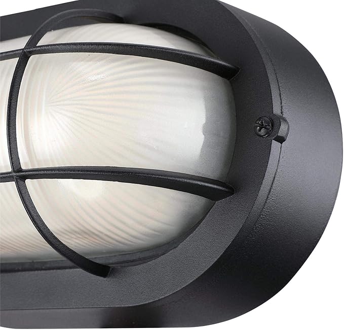 Westinghouse 6113700 Traditional One-Light Dimmable LED Outdoor Wall Light, Textured Black Finish, White Glass