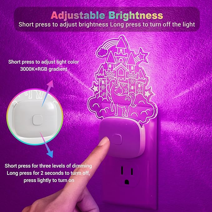 JandCase Castle Kids Night Light, 10 Color Changing, Dusk to Dawn Sensor | Acrylic RGB Nightlight for Kids Girls Bedroom, Gifts for Girls