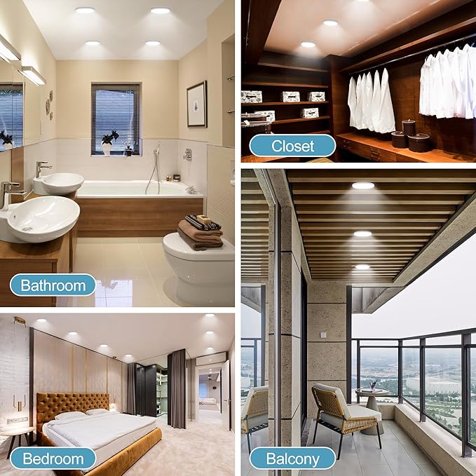5.4 inch Flush Mount LED Ceiling Light 5000K Daylight, Ultra Slim 0.63" Thick Round Flat Ceiling Lamp 8 Pack Dimmable Small Ceiling Light for Basement, Bedrooms, Kitchen, Bathroom ETL Listed