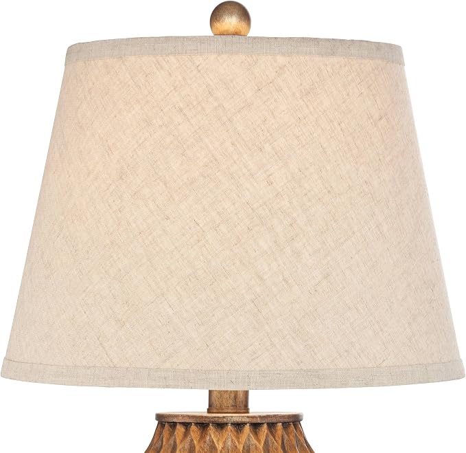 Buckhead 22" High Table Lamp Warm Bronze Brown Accent Geometric Urn | Sculptural Textured Modern Bedroom Living Room House Home Bedside Nightstand Office Tapered Drum Shade