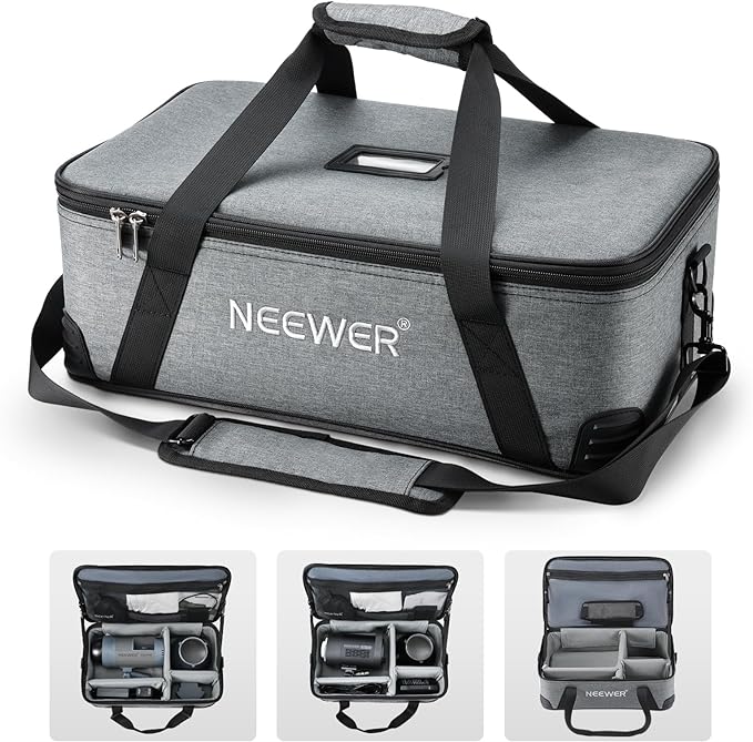 NEEWER Carrying Bag with Movable Foam Padded for Studio Light Q300 Vision 4 ML300 CB60B RGB CB60 MS60B MS60C MS150B, Durable Oxford Cloth Transit Bag Travel Case with Shoulder Strap & Handle, PB5