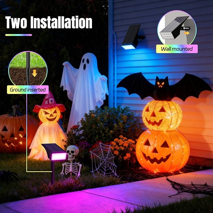 WENATY Solar Spot Lights Outdoor Waterproof, 12 Pack Solar Spotlights, RGB | IP65 Waterproof, Auto On/Off LED Powered Yard Garden Flood Solar Light for Outside Pathway Wall Tree Lawn Uplights Lights