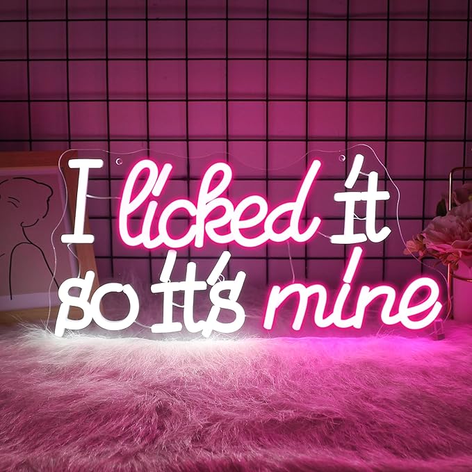 Neon Sign, JGHTURIE So It's Mine Neon Signs for Wall Decor Pink White Led Light up Signs for Bar Party Bedroom Home Decor, USB Powered
