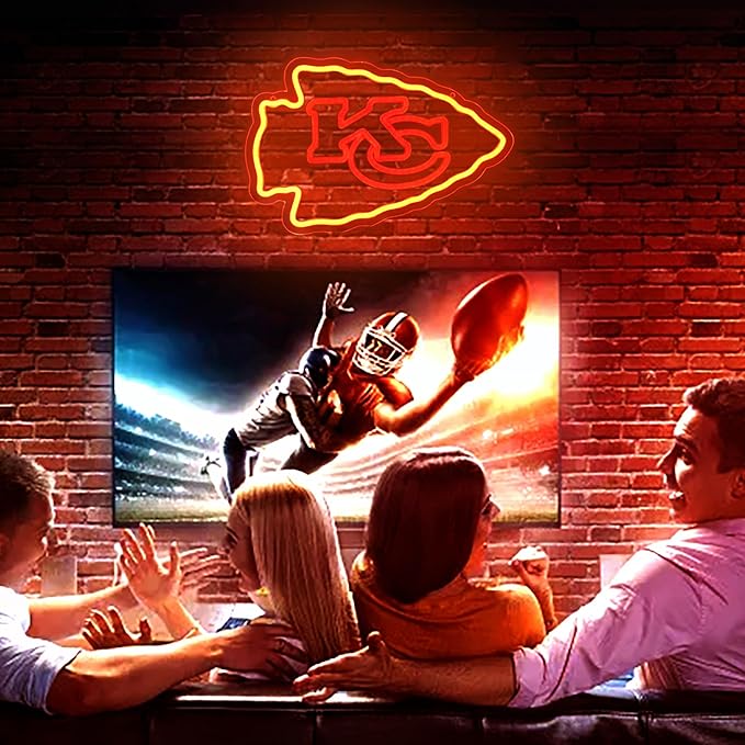 Football Neon Sign for Wall Decor Football Neon Light for Man Cave or Garage Birthday Gifts for Men with Dimmable Rugby Team Logo Light Up Sign for Bar Dorm Party Game Room Size 16.1*10.6In(ZYLD058)