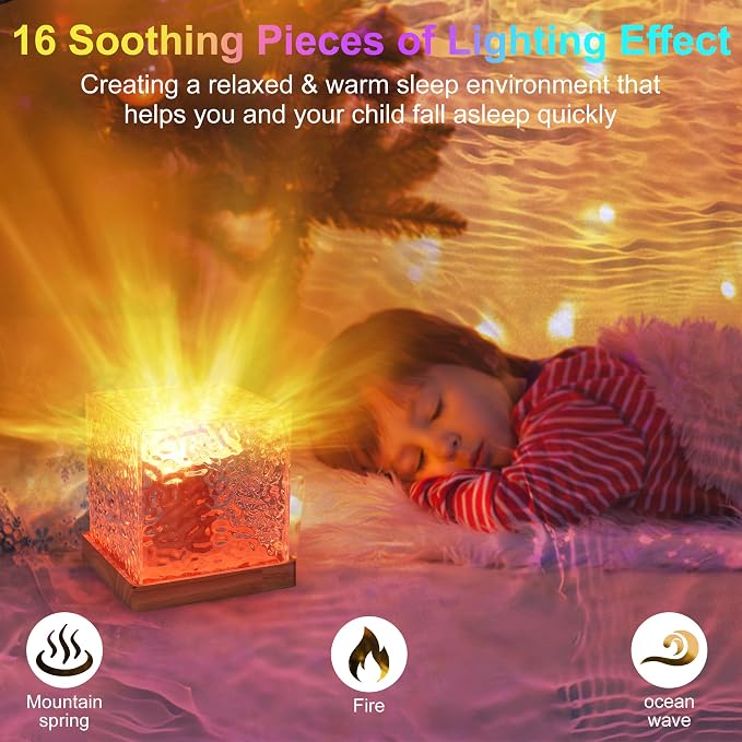 RICHMYC Ocean Wave Projector Light, 16 Colors Rotating Water Lamp, Remote | Beach Decor Sea Themed Gradual Northern Lights Projector for Office Bedroom Bar Restaurant (Plug in 4.7in)