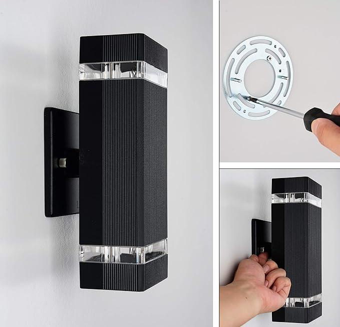 LMP 2 Pack LED Square Up and Down Lights Outdoor Wall Light，Body in Aluminum Waterproof Outdoor Wall Lamps，3000k 5W with Certificate ETL