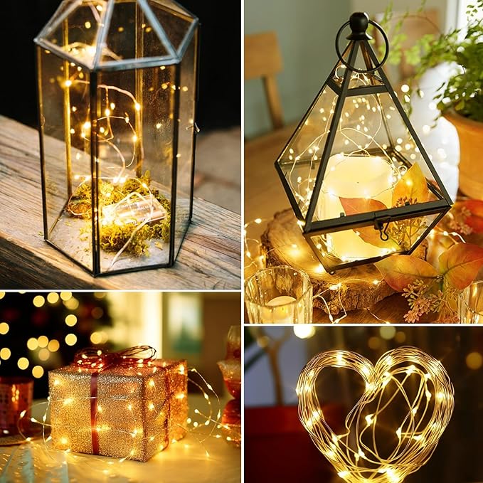 kolpop 50 Pack Fairy Lights Battery Operated with Timer, 16FT 50LED Mini String Light Battery Powered, Warm White Tiny Christmas Lights for Indoor Wedding Decorations