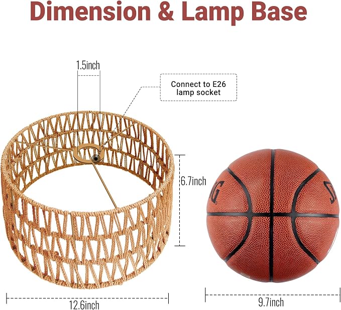 Maliralt Hanging Lamps Rattan Pendant Light Hanging Lights 16.4ft Plug in Cord Pendant Light Fixture Plug Into Wall Outlet Pendant Lighting with On Off Switch for Bedroom Living (Cylindrical Shade)