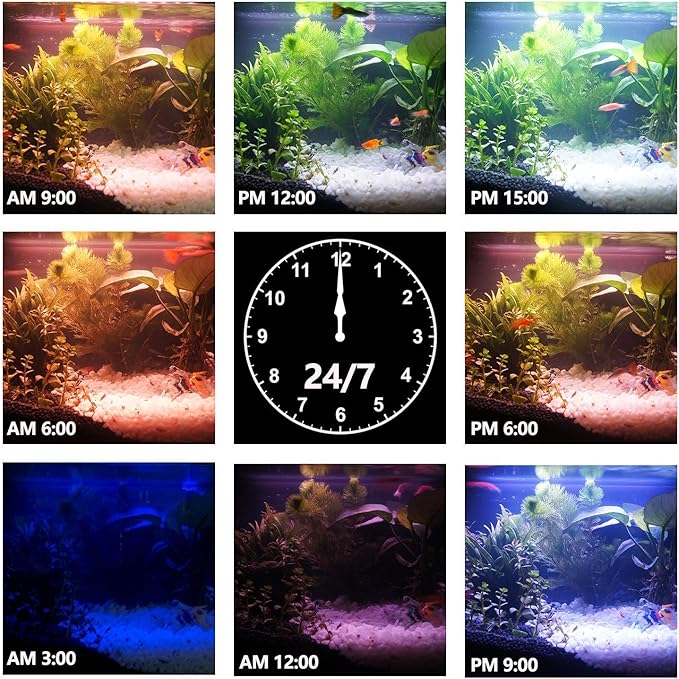 IREENUO Aquarium LED Light, Full Spectrum Fish Tank Clip on Light with Remote, Color Changing Lighting for Reef Coral Aquatic Plants and Fish Keeping (16W（20.4 inch）)