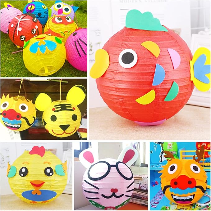 LIHAO 20PCS Colorful Paper Lanterns Party Decorations | Sizes 6'' 8'' 10'' 12', Chinese Lanterns, Weddings Birthday New Year Christmas Halloween, DIY Crafts, Outdoor Indoor Use