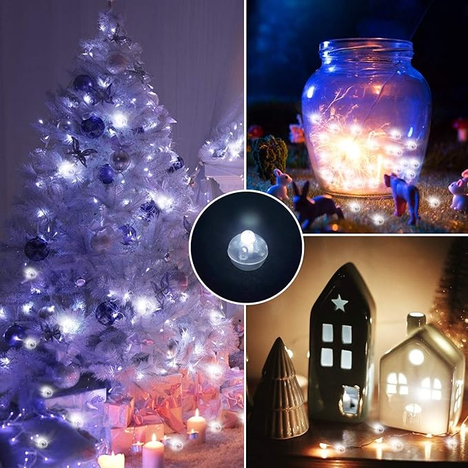 Aogist 50 PCS White Balloon Light with Loop for Hanging, Mini Ball Lamp Round Tiny Led Light for Paper Lanterns Glass Balloons Birthday Party Event Halloween Christmas Wedding Decoration