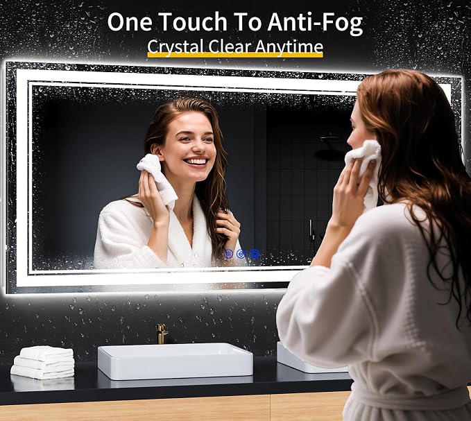 60"x28" LED Bathroom Mirror with Lights,Anti-Fog,3 Color Modes