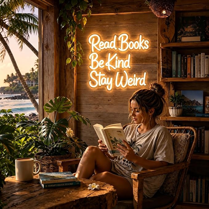 Neon Sign Led Sign Neon Signs for Wall Decor Neon Lights Up Signs | Read Books Be Kind Stay Weird Neon Sign, Warm White Room Decor, Girls Gift, Party, Classroom Wall Decor, 5V USB Powered