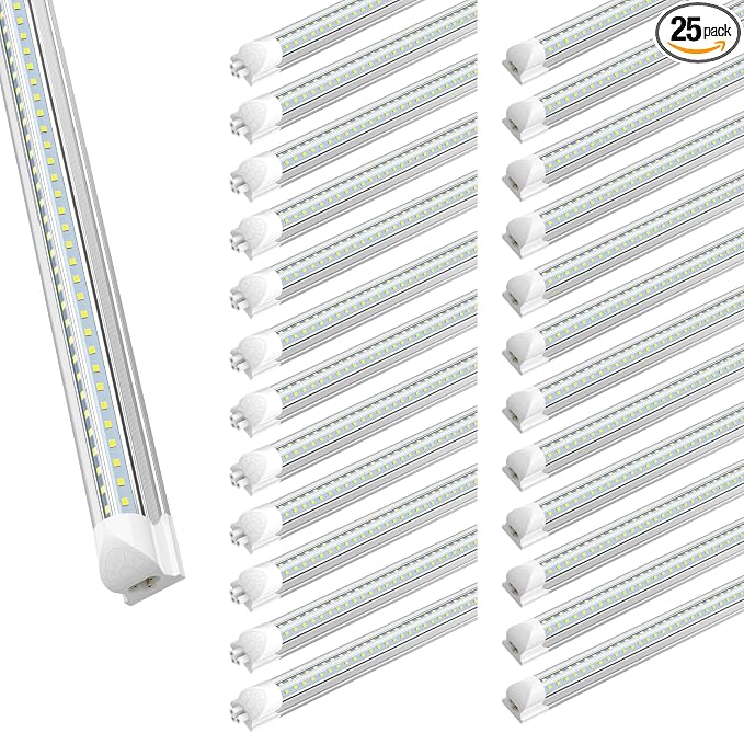 SHOPLED (25 Pack) 6FT LED Shop Light, 60W 8000LM 6000K V Shape | Linkable Ceiling Lights T8 LED Tube Light Fixture, 6 Foot Shop Lights for Garage, Warehouse, Basement, ETL Listed