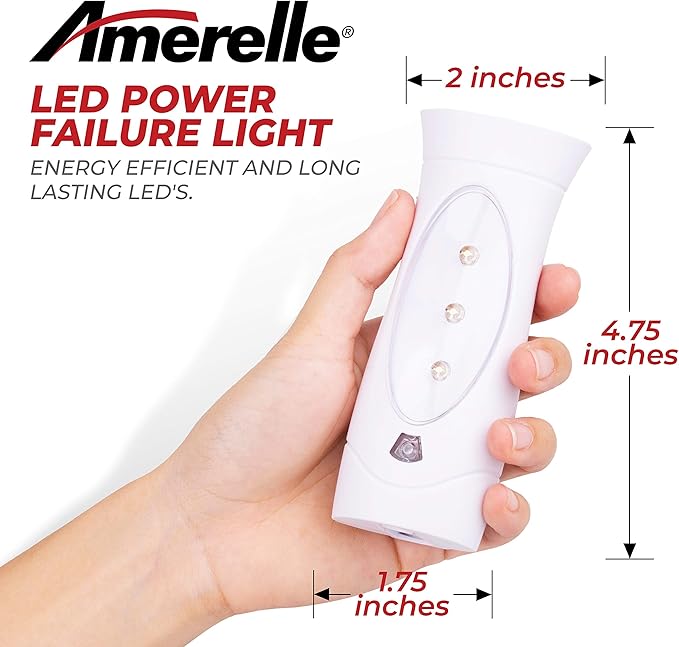 Amerelle LED Emergency Lights For Home Power Failure, 5 Pack - Triple Function Power Failure Light and Plug In Flashlight Combo, With Rechargeable Battery - Be Snow Storm & Hurricane Ready (71134)