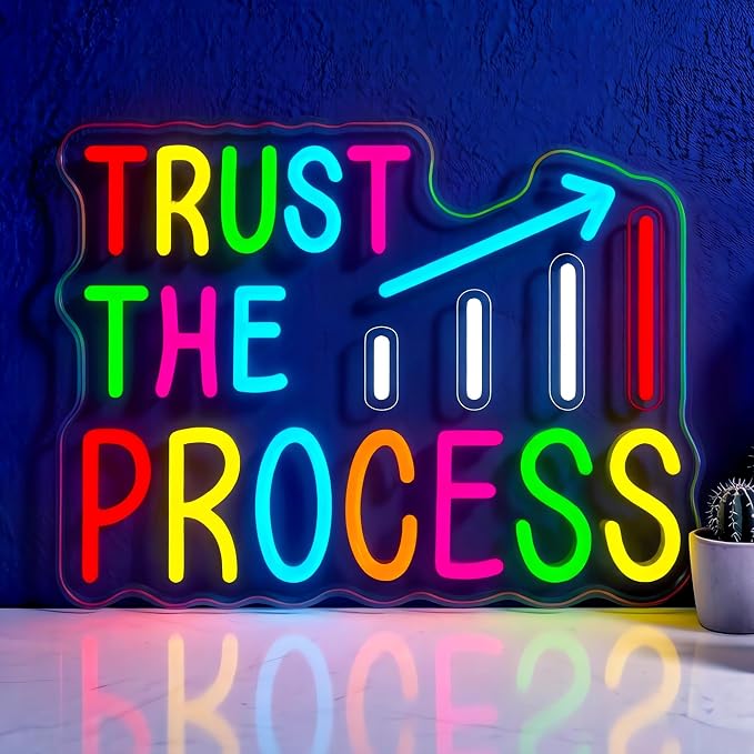 Neon Signs for Classroom, LED Inspirational Wall Decor for Kids Room,Office | Trust The Process Neon Sign, Colorful LED Classroom Decor, Inspirational Wall Art for Kids Room, Bedroom, Office & Playroom